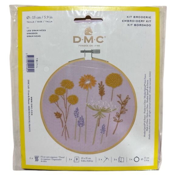 DMC Embroidery Kit “Grasses” Floral Botanical Design 5.9” Hoop Craft NEW - Picture 1 of 2